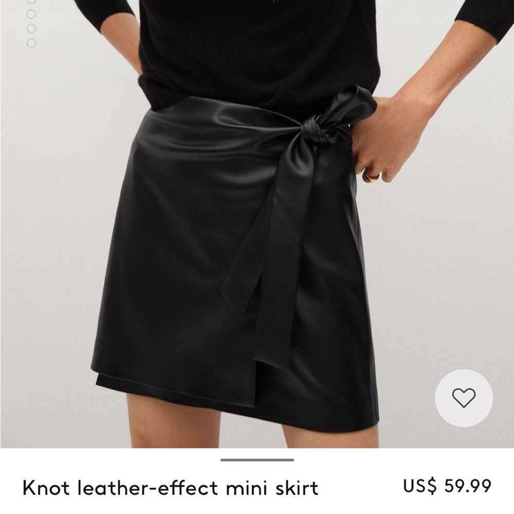 NWT Mango faux leather knot mini skirt size M